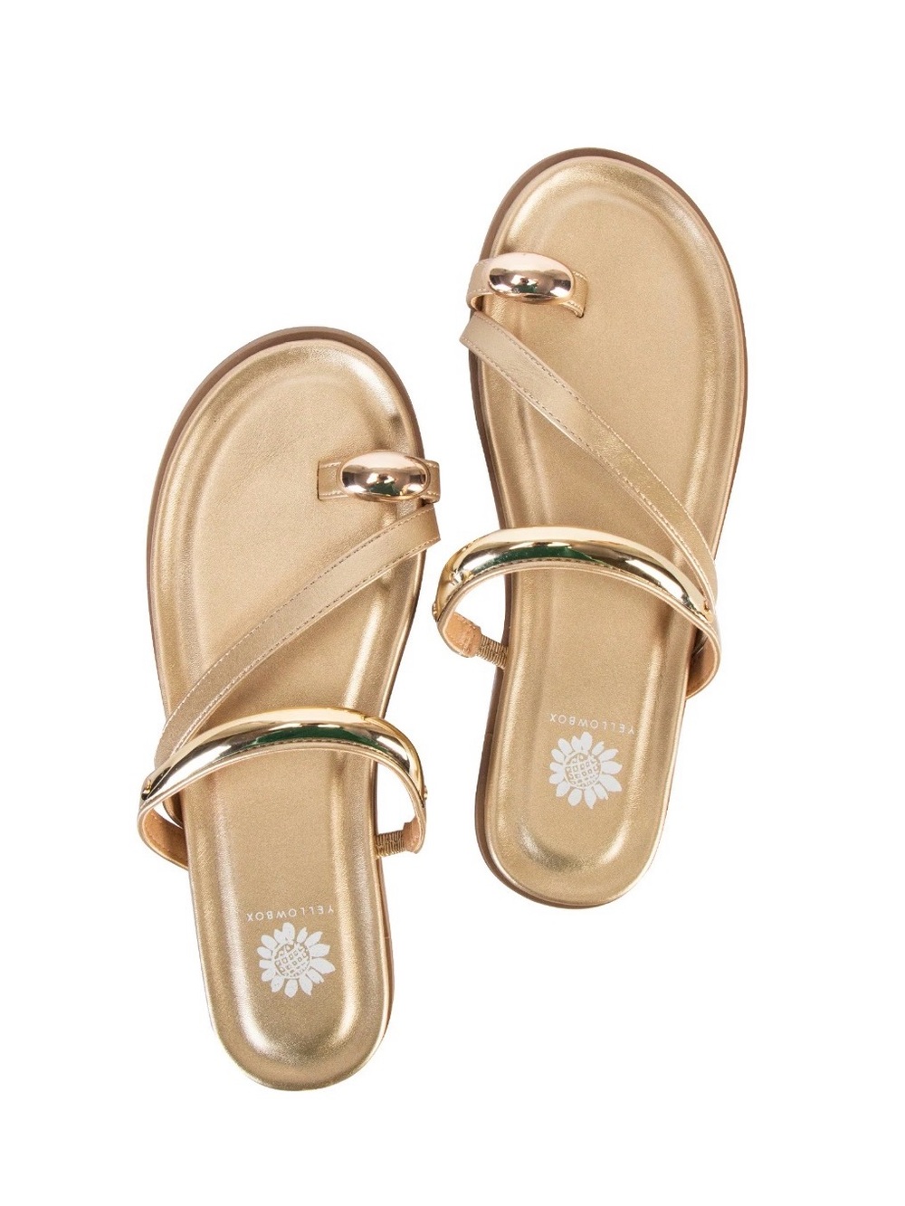Yellow Box Gold Metallic Hilari Toe-Post Slide Sandals
